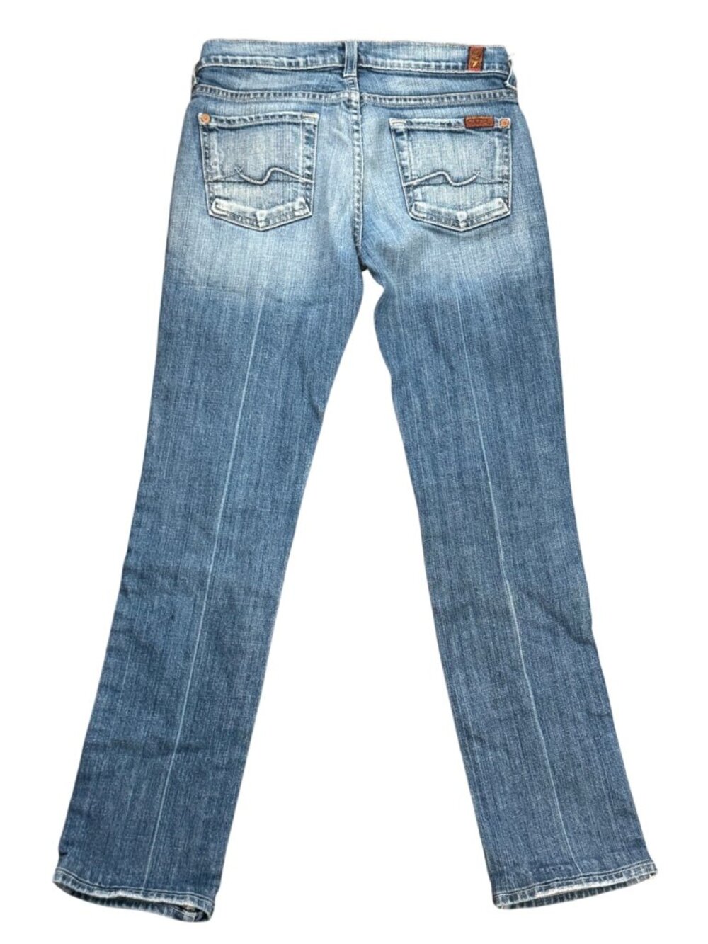 7 For All Mankind Womens Straight Leg Jeans Medium Wash Denim Size 27 Made In US